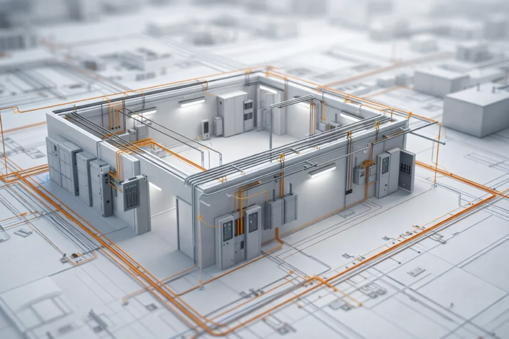 Electrical BIM drafting services in Brisbane showing coordinated Revit electrical model